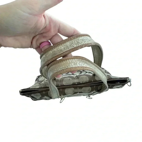 Vintage Coach Poppy Op Art Glam Tote Bag Shoulder Bag Brown *preowned - Picture 8 of 16